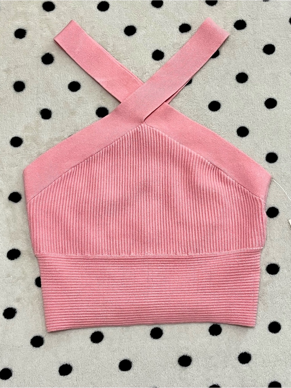 Abercrombie & Fitch Pink Ribbed Criss-Cross Halter Crop Top Size S NWT